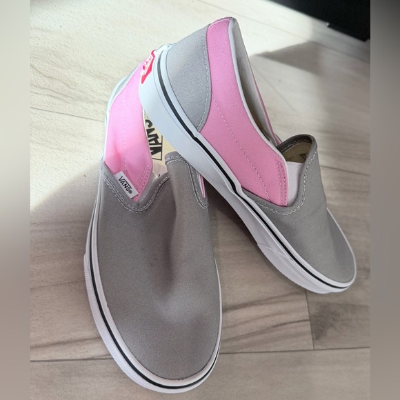 Vans Women's Pink and Gray Slip-On Sneakers - Picture 2 of 4